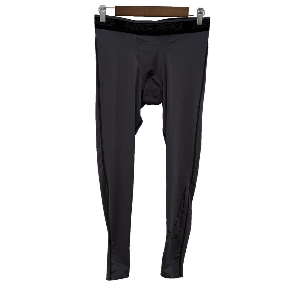 Nike Pro Men's Large Black Gray Compression Leggings Dri Fit Athletic